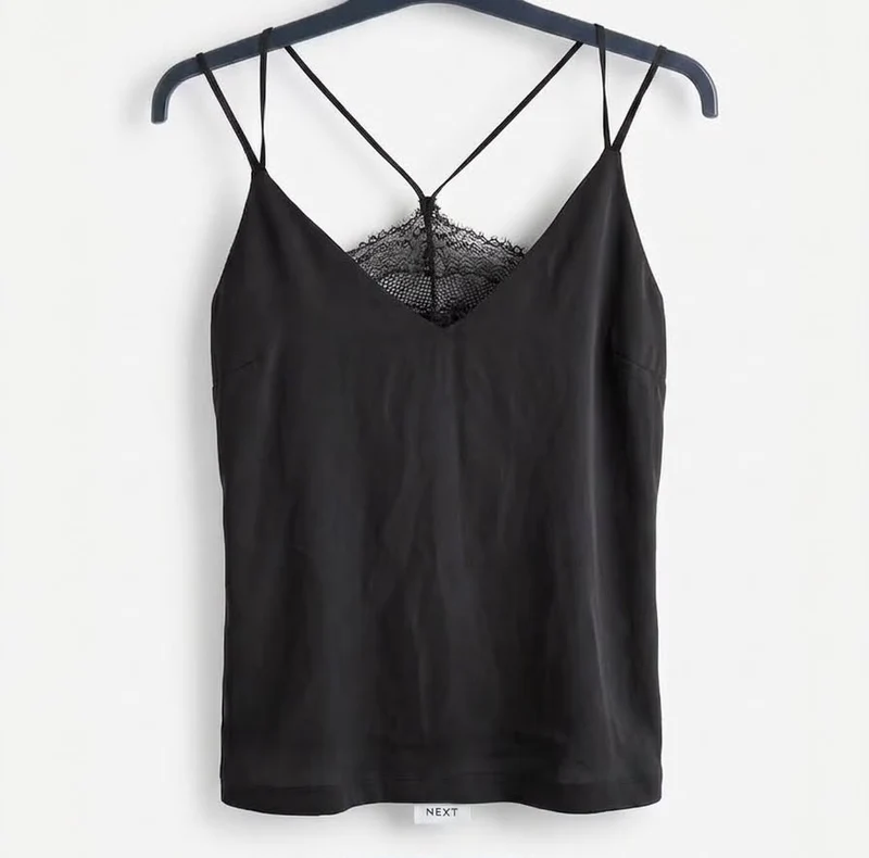Black Lace Trim Cami Top