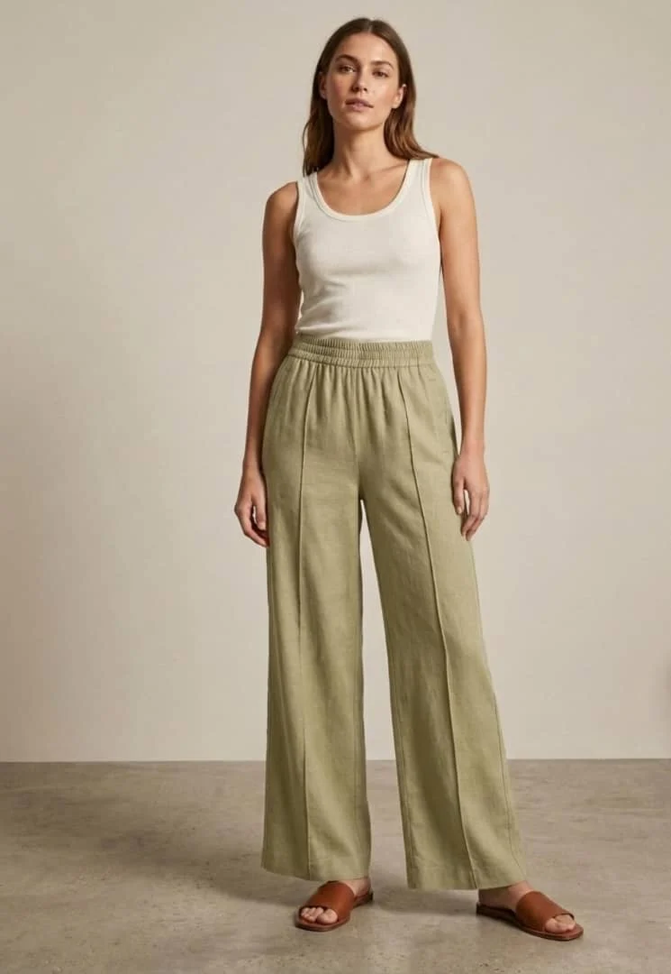 Elastic Wide Leg Trouser