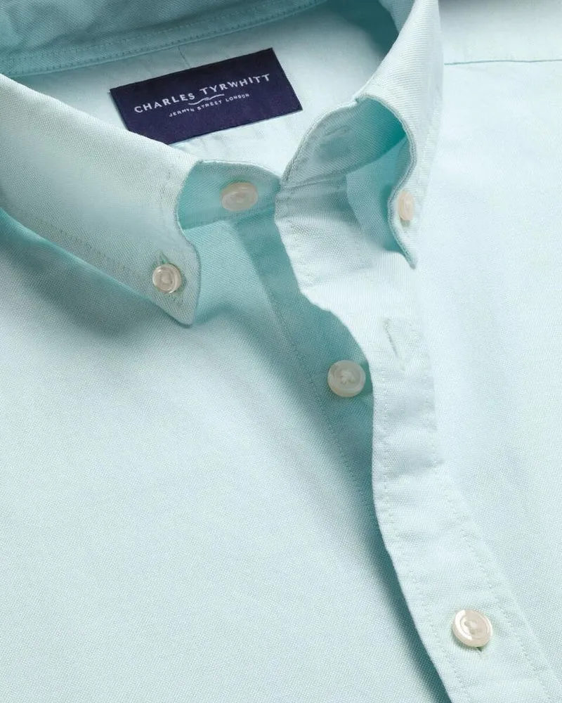 Short Sleeve Button-Down Stretch Washed Oxford Classic Fit Shirt – Aqua