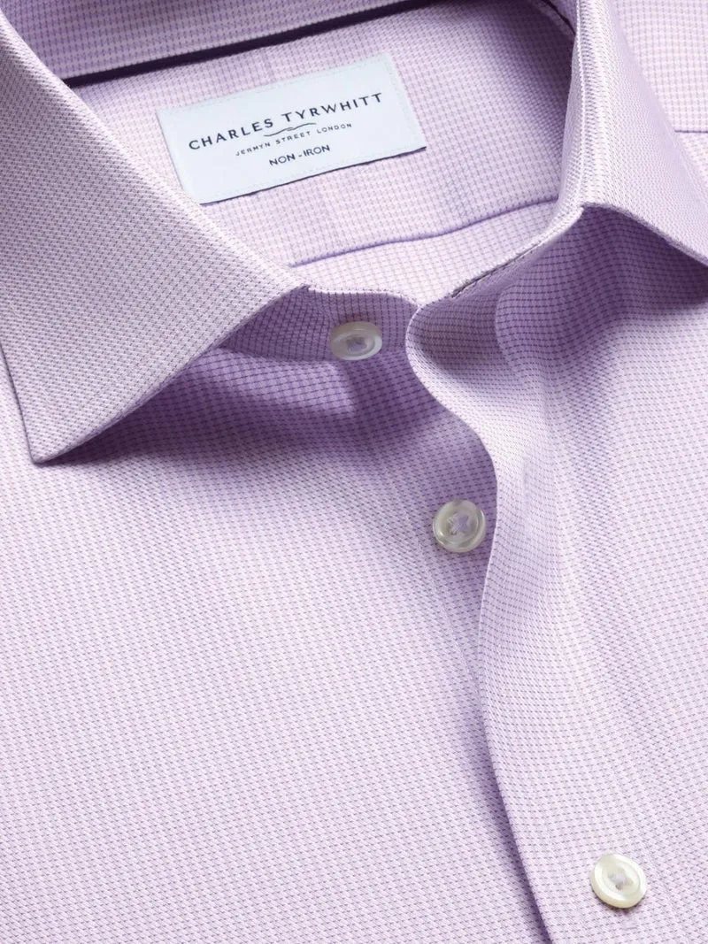 Double Cuff Non-Iron Stretch Greenwich Weave Classic Fit Shirt - Lilac Purple