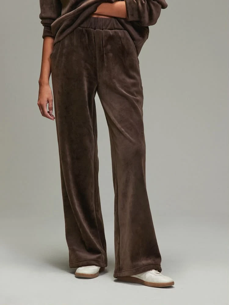 Chocolate Brown Soft Feel Cord Wide Leg Trouser