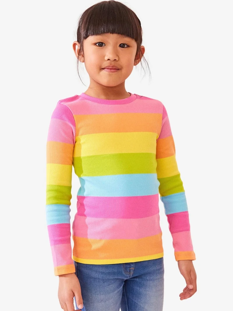 Multi Stripe Long Sleeve Ribbed Top