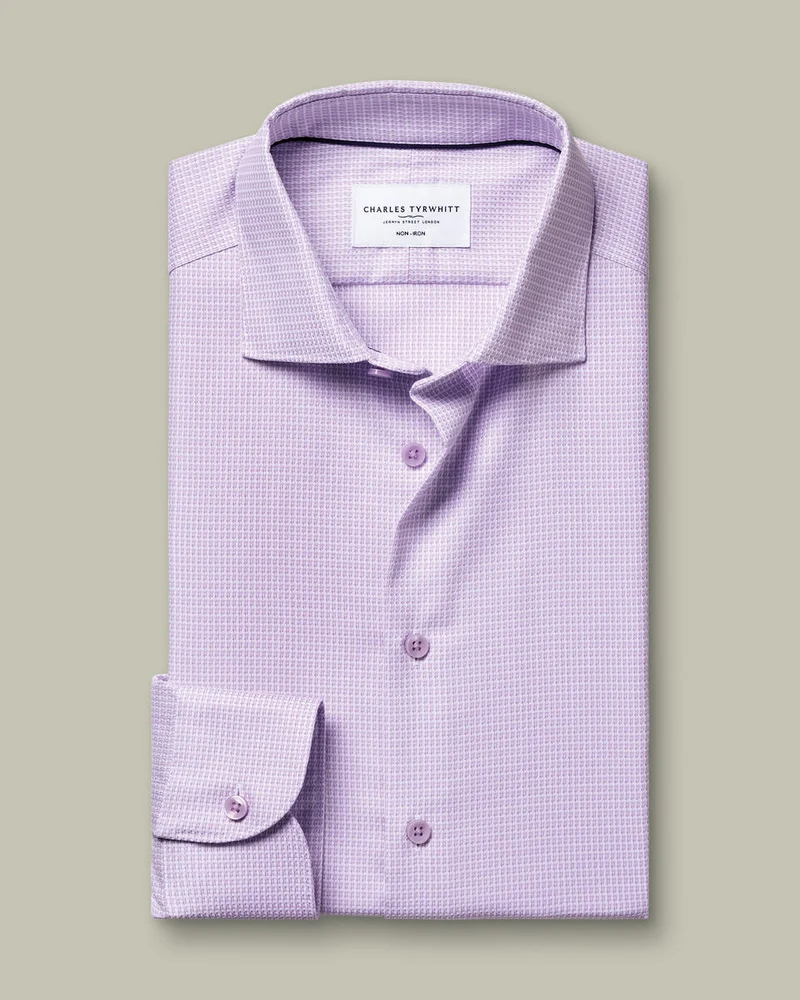 Non-Iron Stretch Texture Classic Fit Shirt – Lilac