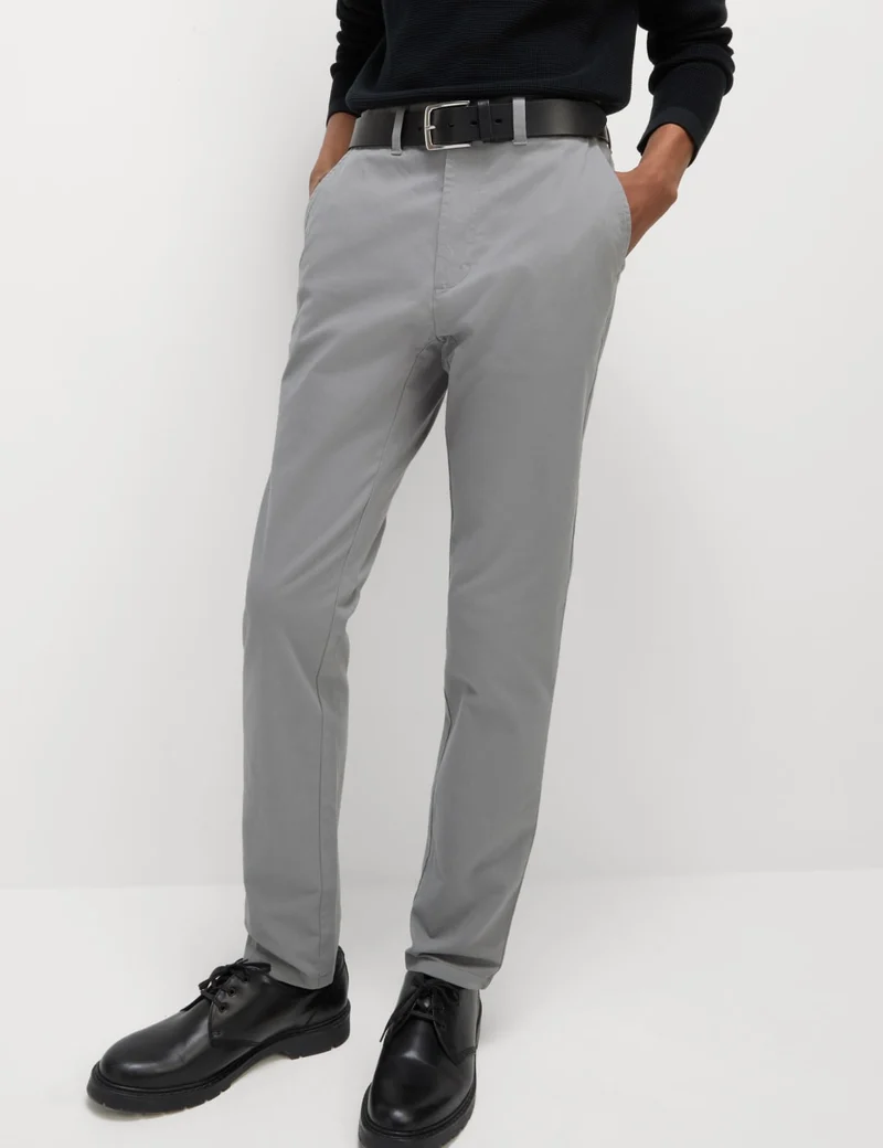 Slim Fit Stretch Chinos Light Grey