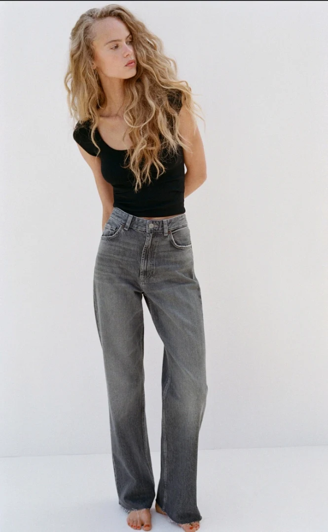 Zara Wide Leg High Rise Jeans