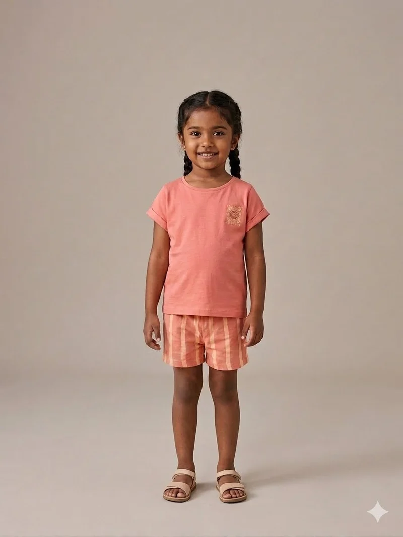 Sunlit Oasis Cotton Shorts Set