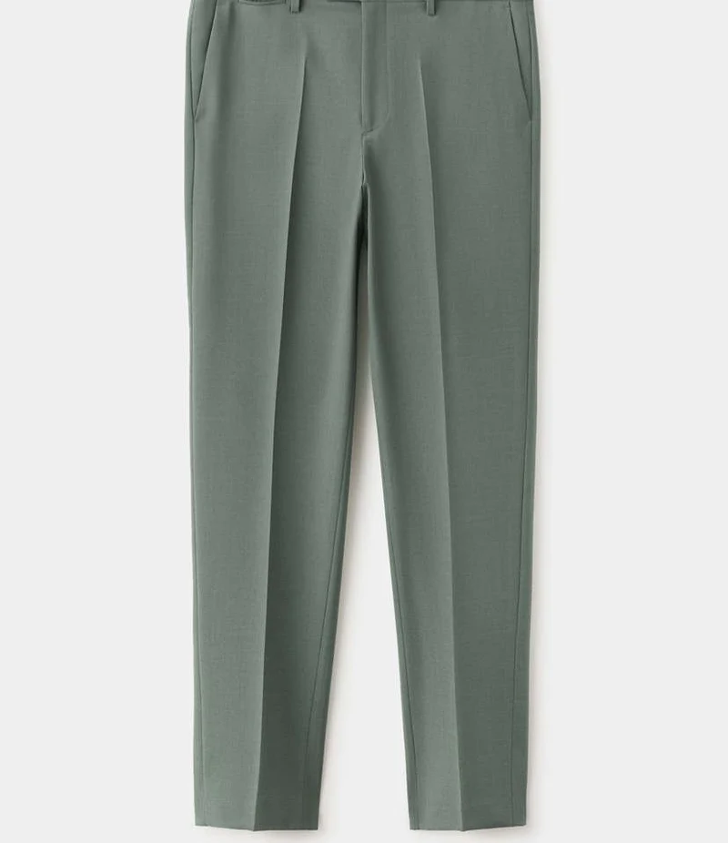 Regular Fit Textured Suit Trousers - Green