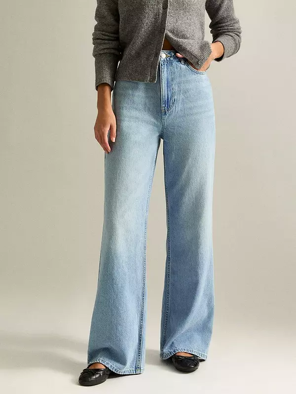 Light Blue Adalae High Waisted Wide Leg Jeans