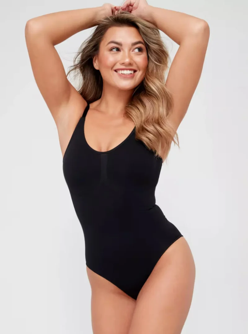 V by Very Shape Enhancing Seamless Bodysuit Black