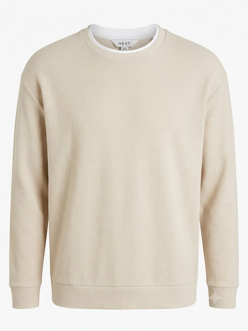 Men's Mock Layer Textured Crew Neck Top