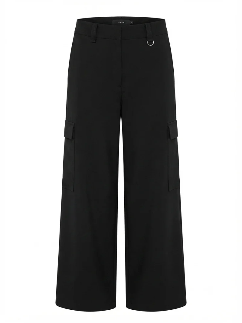 Next Wide Leg Black Cargo Trousers