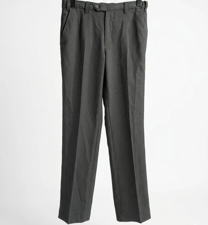 Classic Tailored Textured Micro-Houndstooth Trousers - Dark Grey