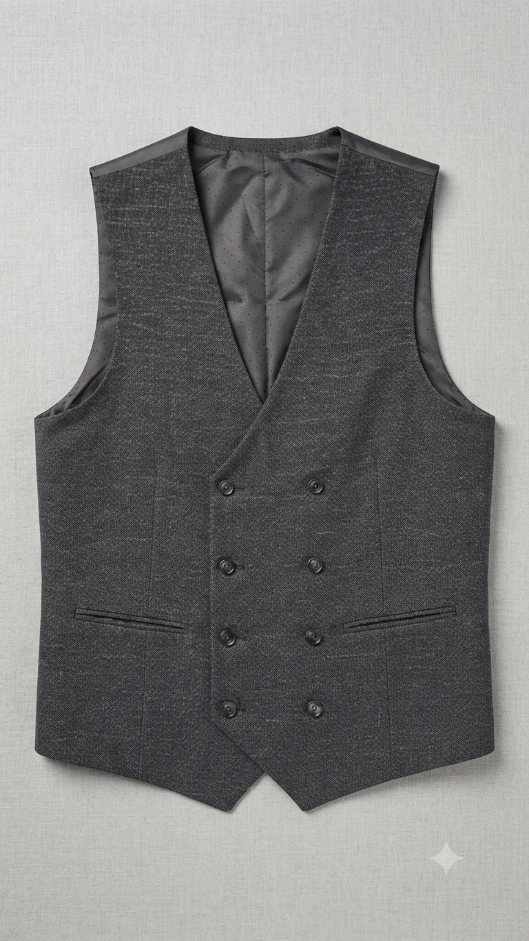 Charcoal Grey Double-Breasted Waistcoat