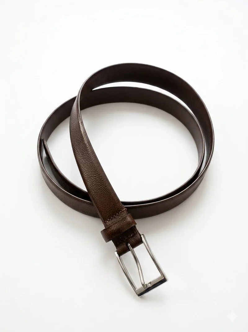 Textured Leather Belt - Dark Brown