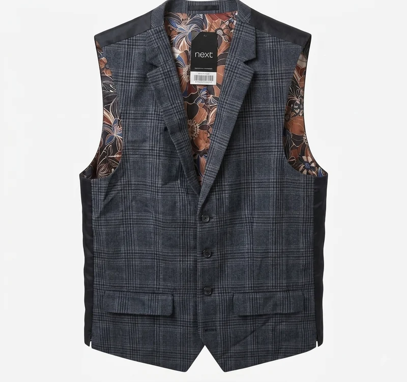 Tailored Classic Check Suit Waistcoat - Grey