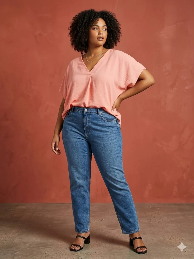 Oversized Relaxed Draped V-Neck Top