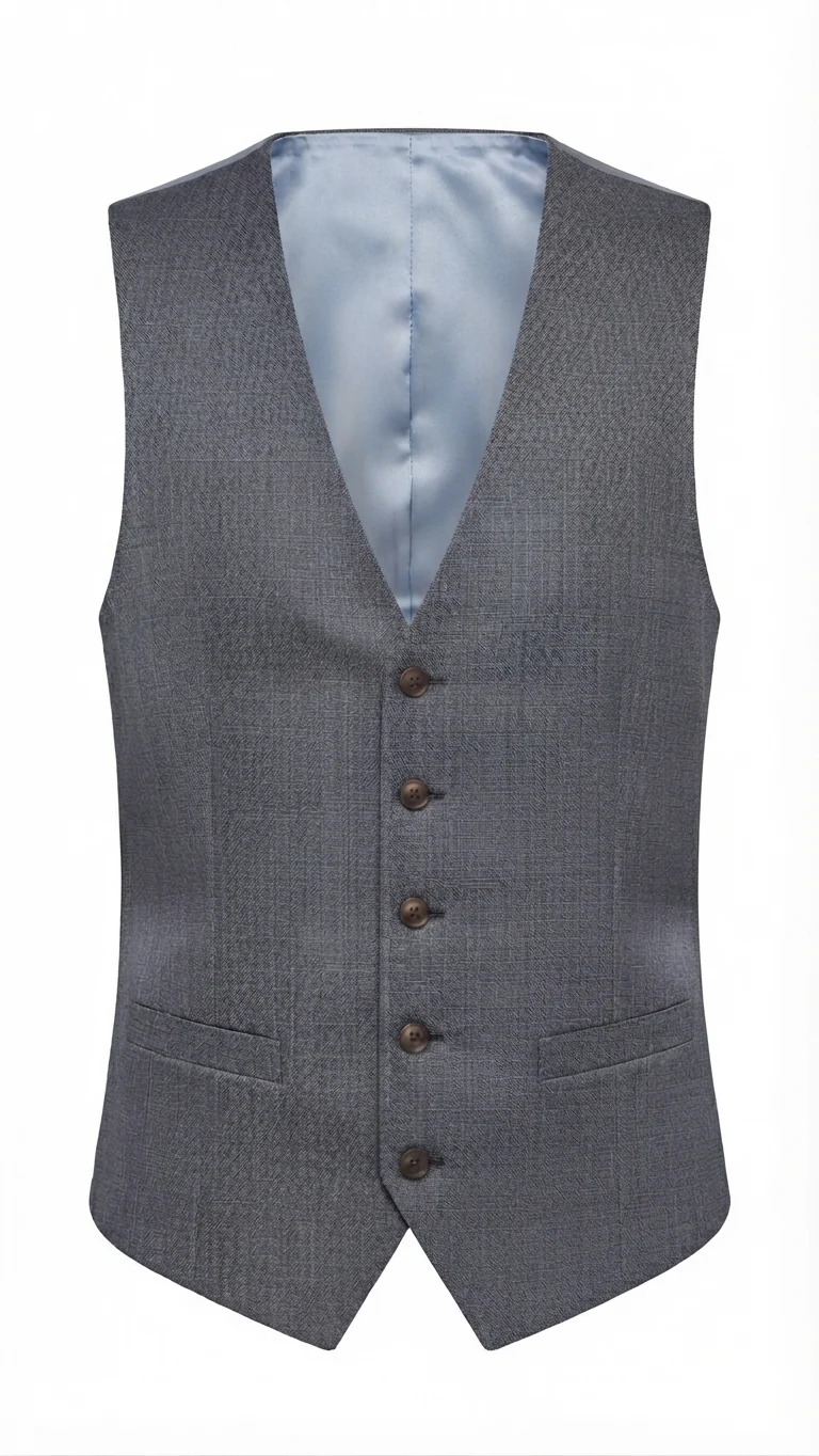 Natural Stretch Twill Suit Waistcoat With Grey Lining