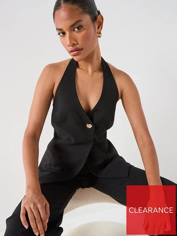 Co-ord Halterneck Waistcoat - Black