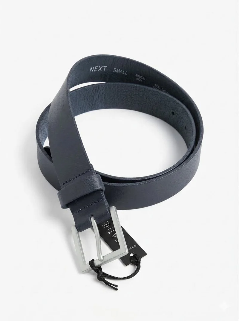 Textures Leather Belt - Navy Blue