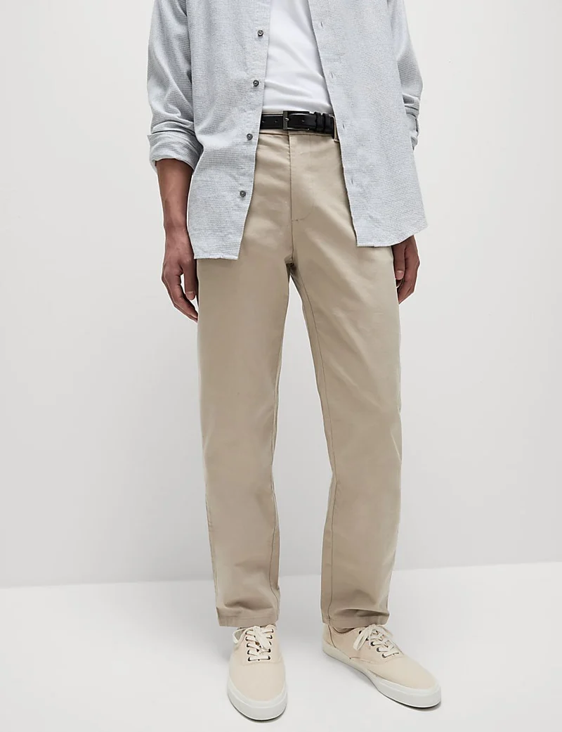 Tapered Fit Stretch Chinos - Beige