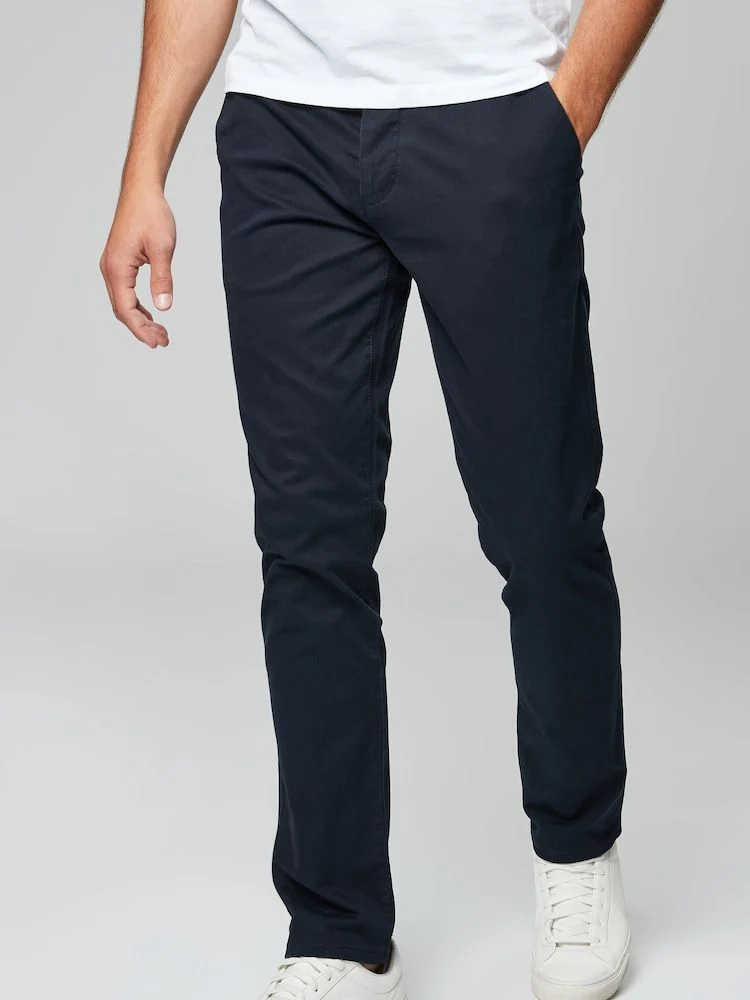 Regular Fit Stretch Chinos Trousers - Navy Blue
