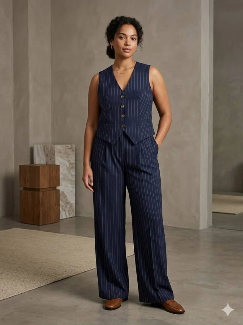 Tailored Pinstripe Collection in Navy