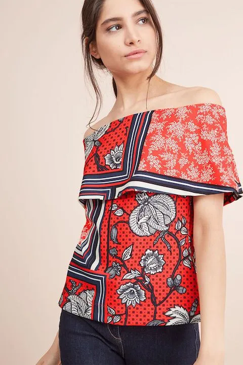 Bardot Style Top With Off Shoulder Neckline