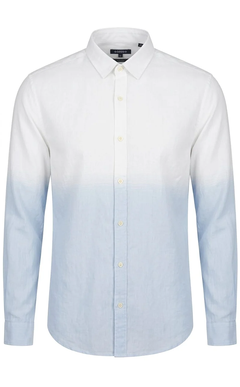 Dual-Color Ombré Regular Fit Shirt - White and Blue