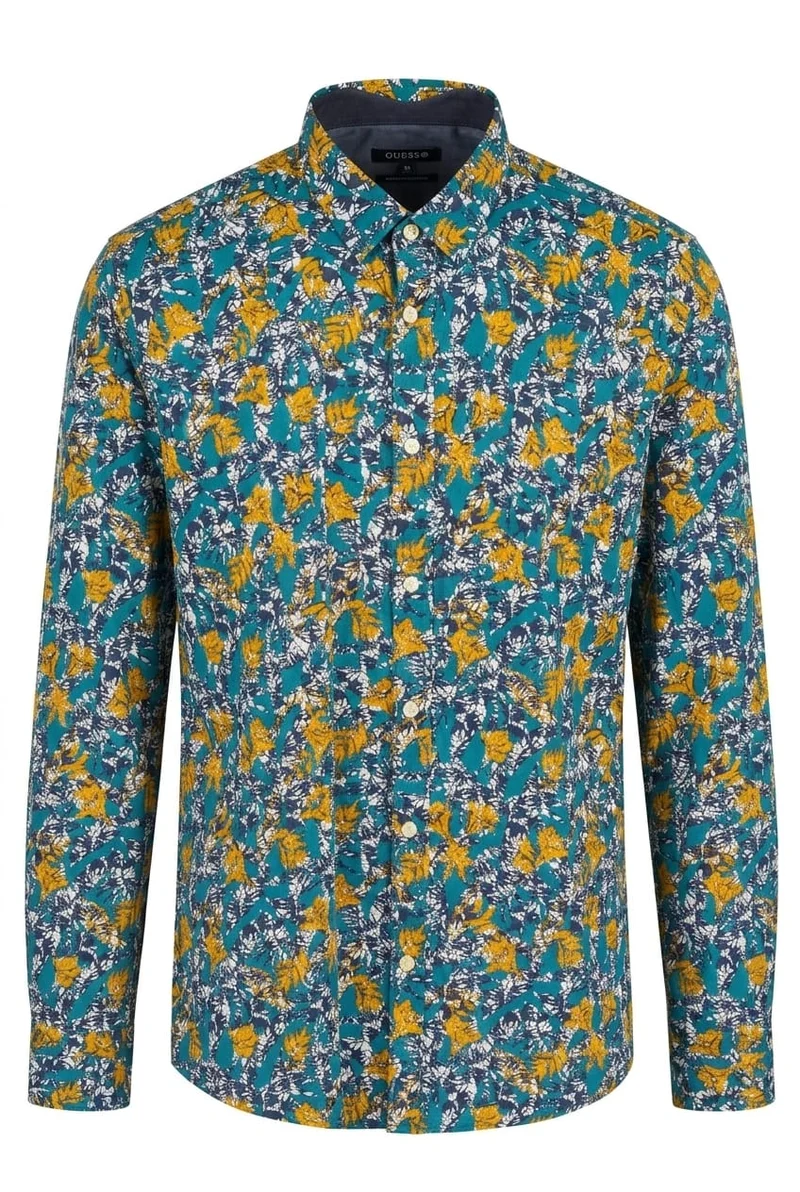Guess Floral Print Button Regular Fit Shirt