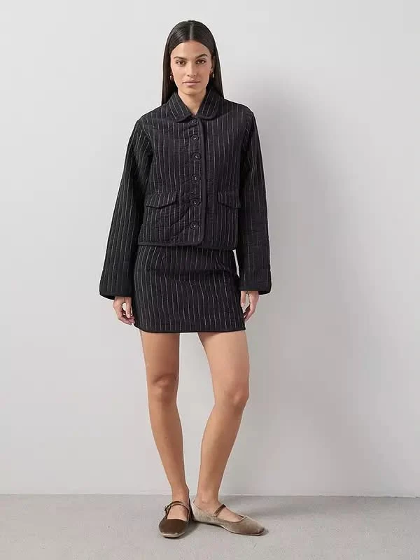Black Cord Pinstripe Jacket