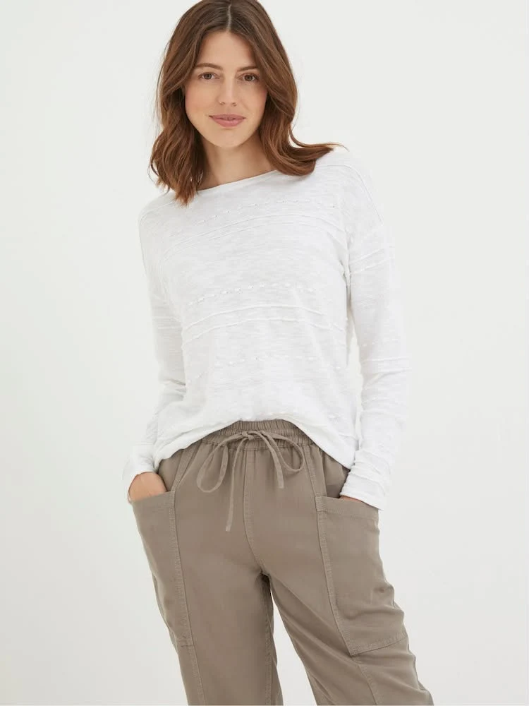 Fatface Isabelle White Cotton Linen Jumper