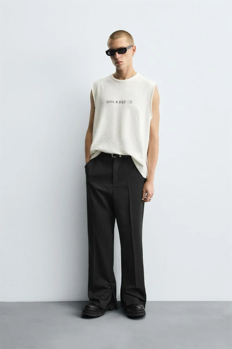Men Fashion Straight Fit Slits Trouser