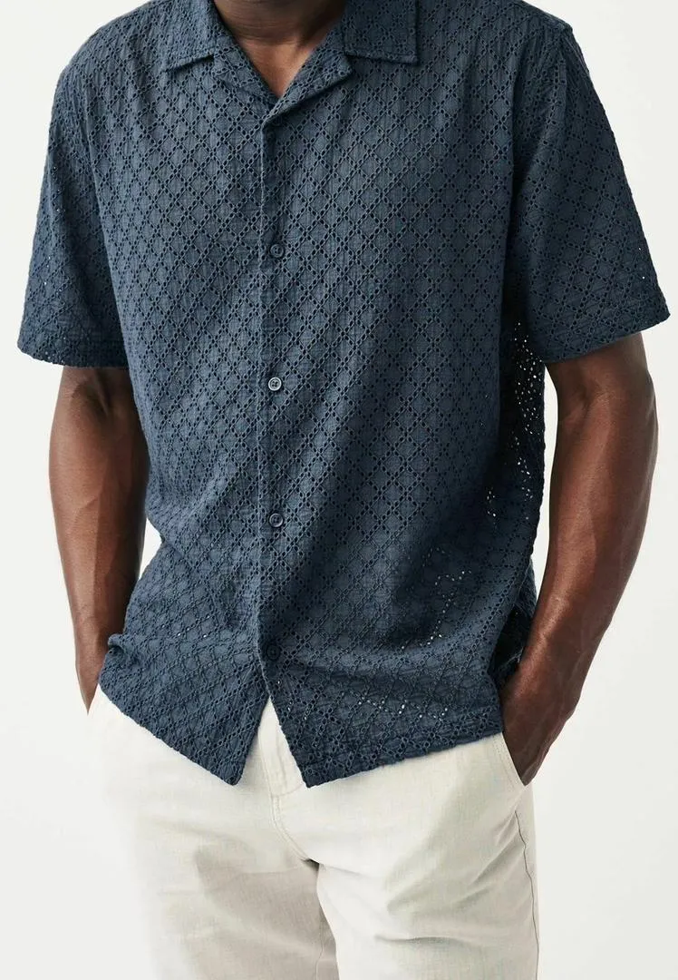 Regular Fit Textured Broderie Shirt