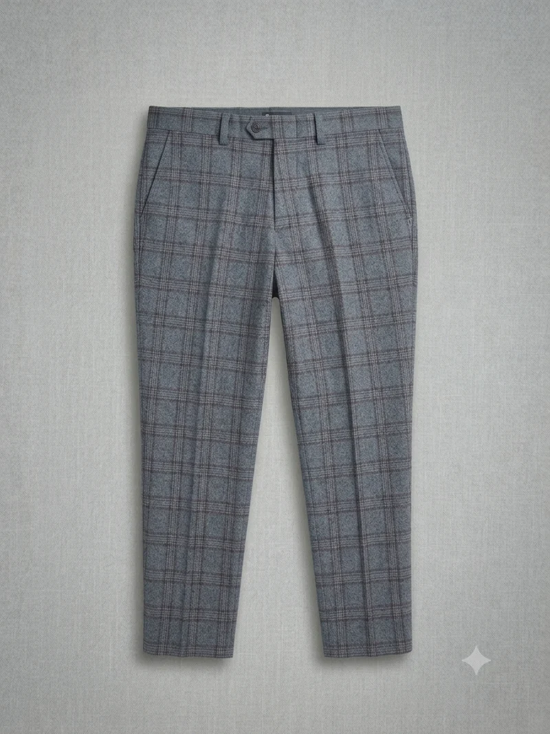 Stirling Blue Tweed Plaid Trousers