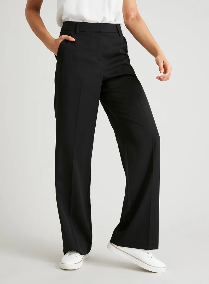Womens Black Wide Leg Trousers