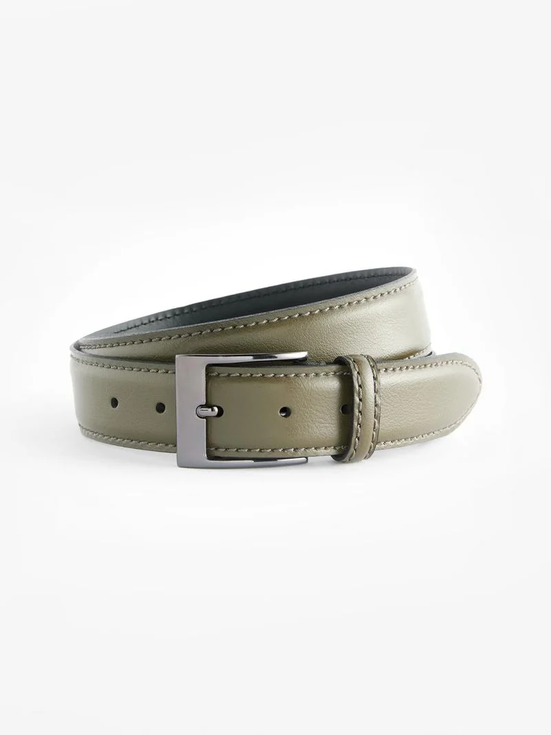 Signature Leather Belt - Olive Green
