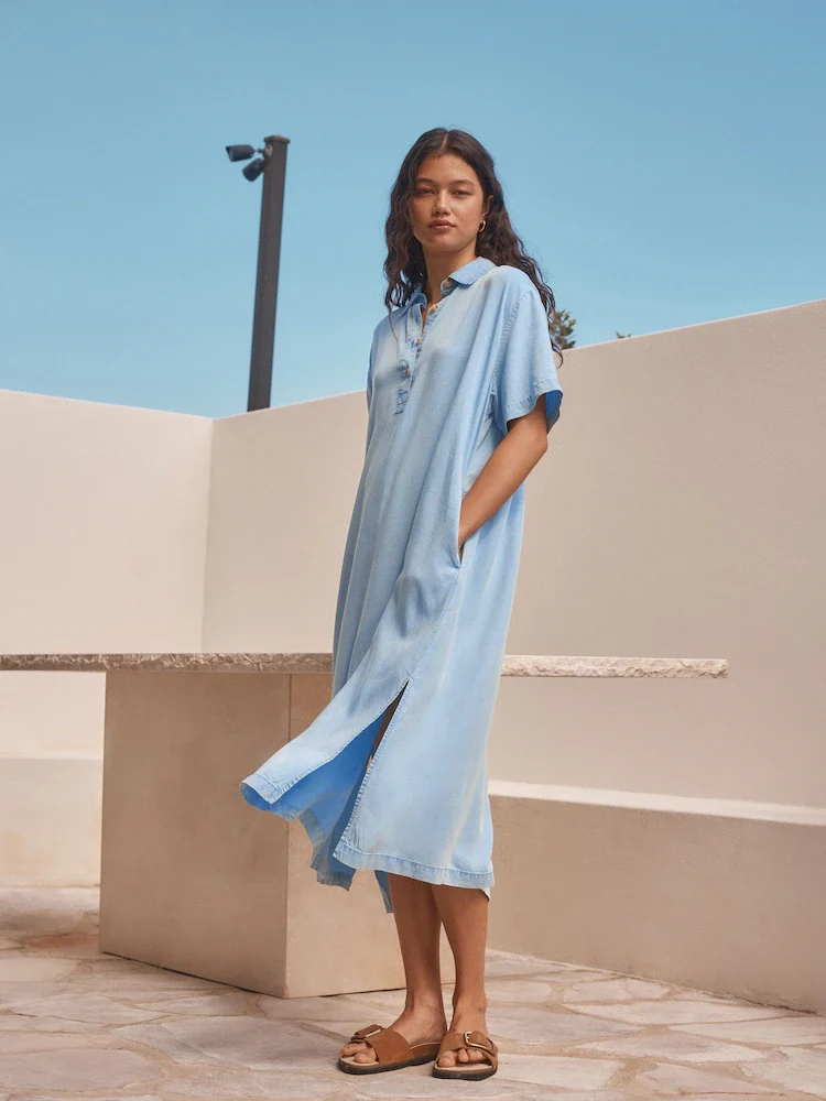 Lightweight Denim Beach Midi Kaftan