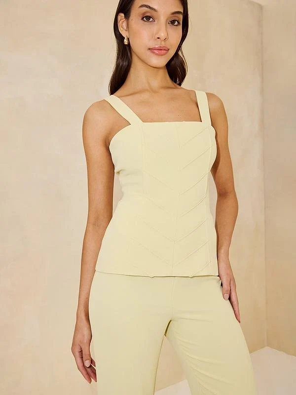 Michelle Keegan Pleated Detail Strappy Top - Green
