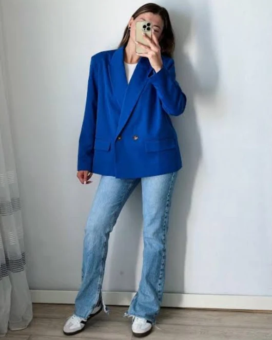 Blue Double Breasted Blazer
