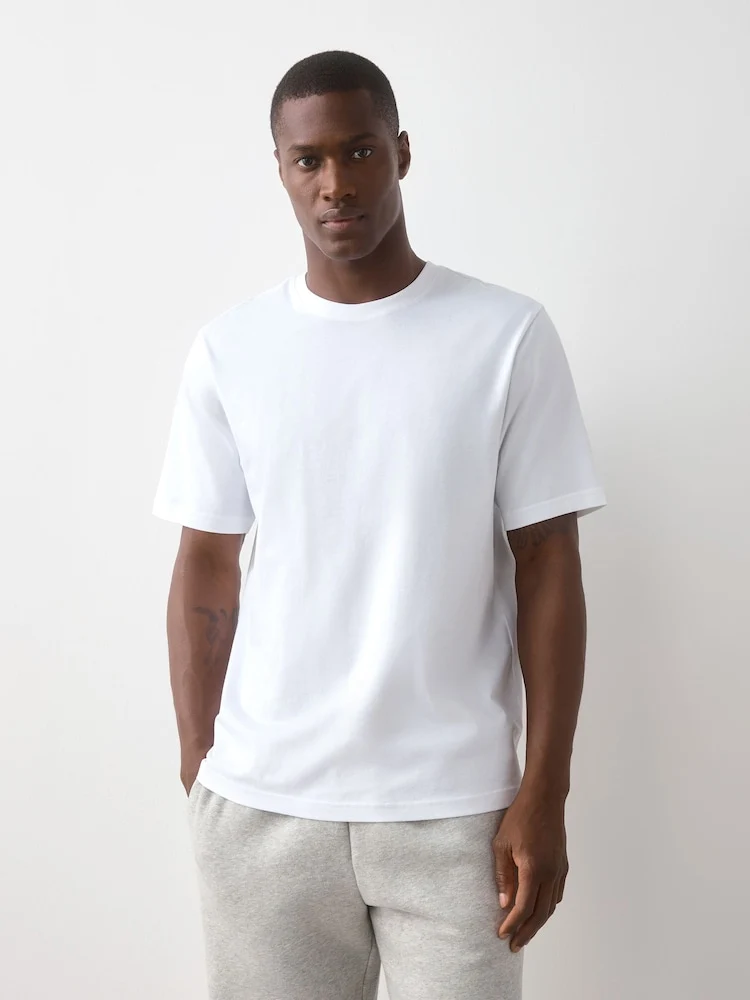 White Regular Fit Essential Crew Neck Cotton T-Shirt