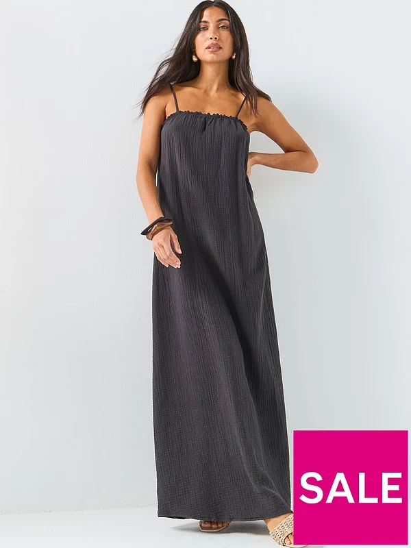 Cheesecloth maxi Dress Washed Black