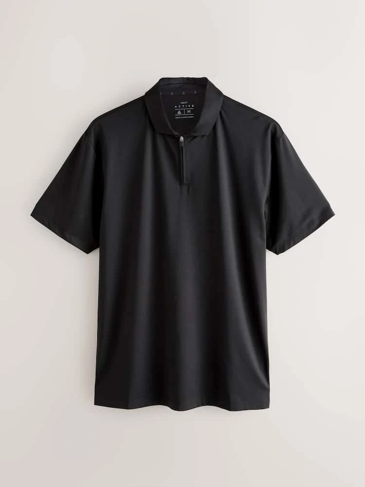 Black Active Textured Training Polo Shirt