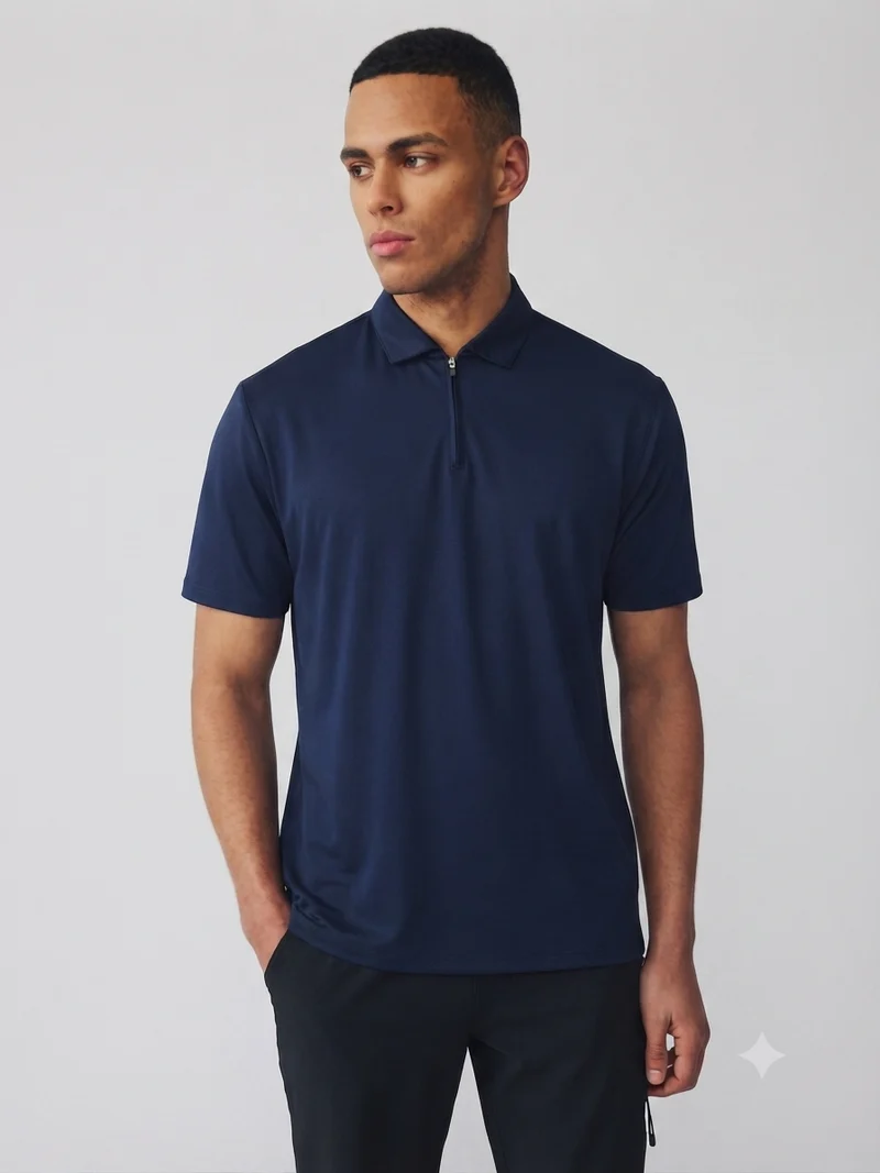Blue Active Textured Training Polo Shirt