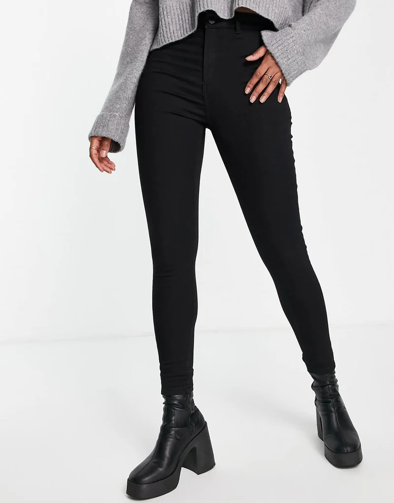 Steffi High Waist Skinny Jeans In Black