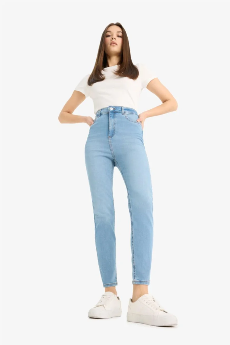 Skinny Fit High Waist Straight Leg Long Jeans