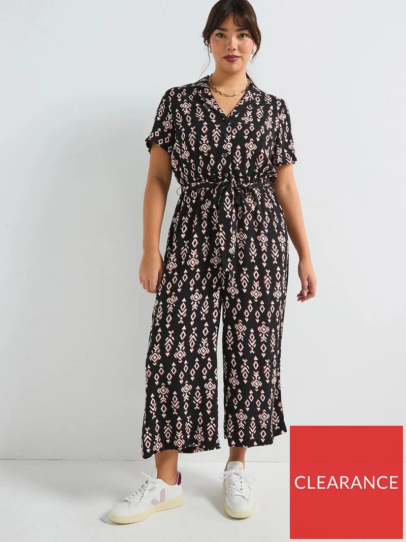 Curved Button Through Jumpsuit
