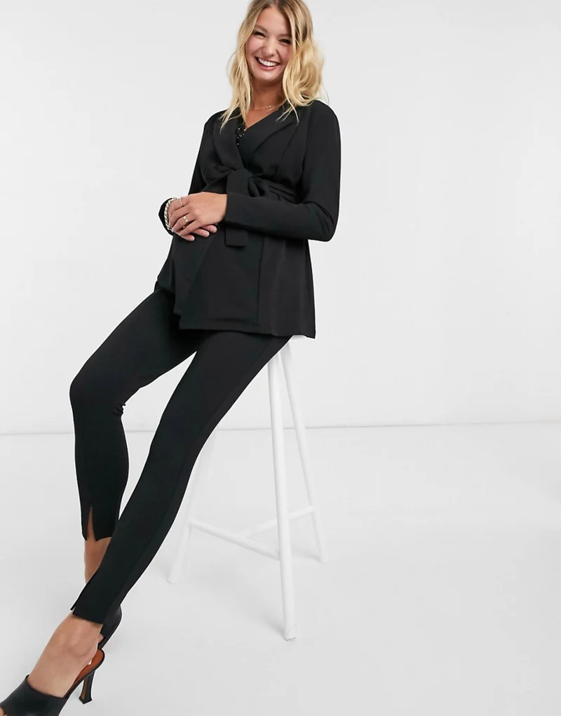 ASOS DESIGN Maternity jersey wrap suit in black