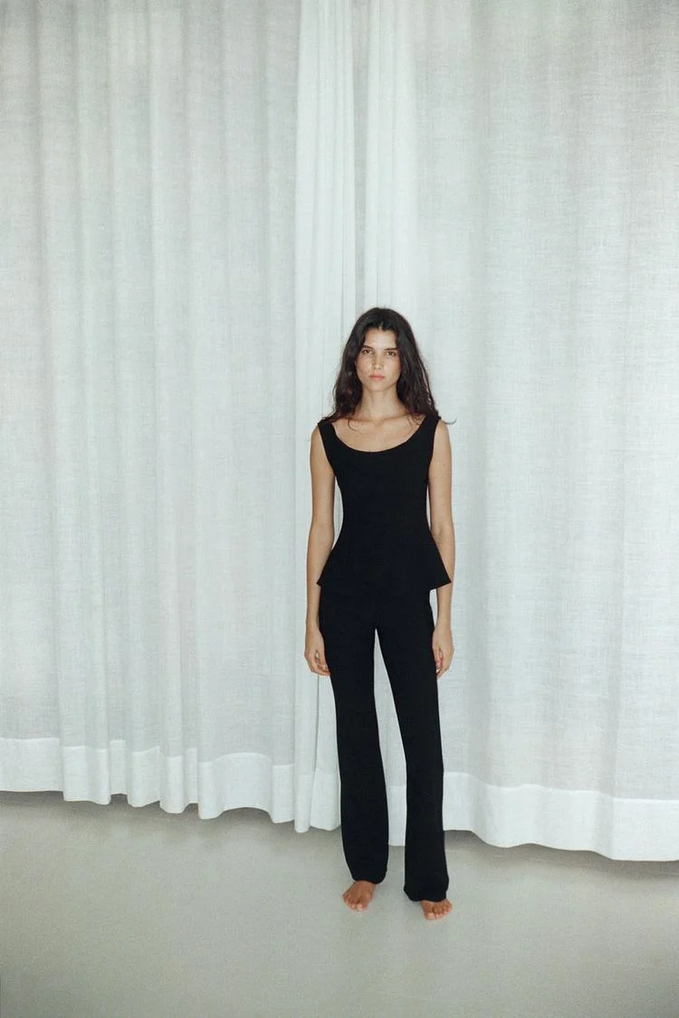 Zara Black Poplum Flare Top