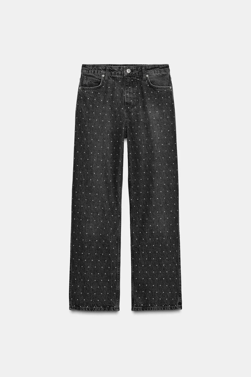 Z1975 LOOSE STRAIGHT HIGH-WAIST SHINY JEANS Black