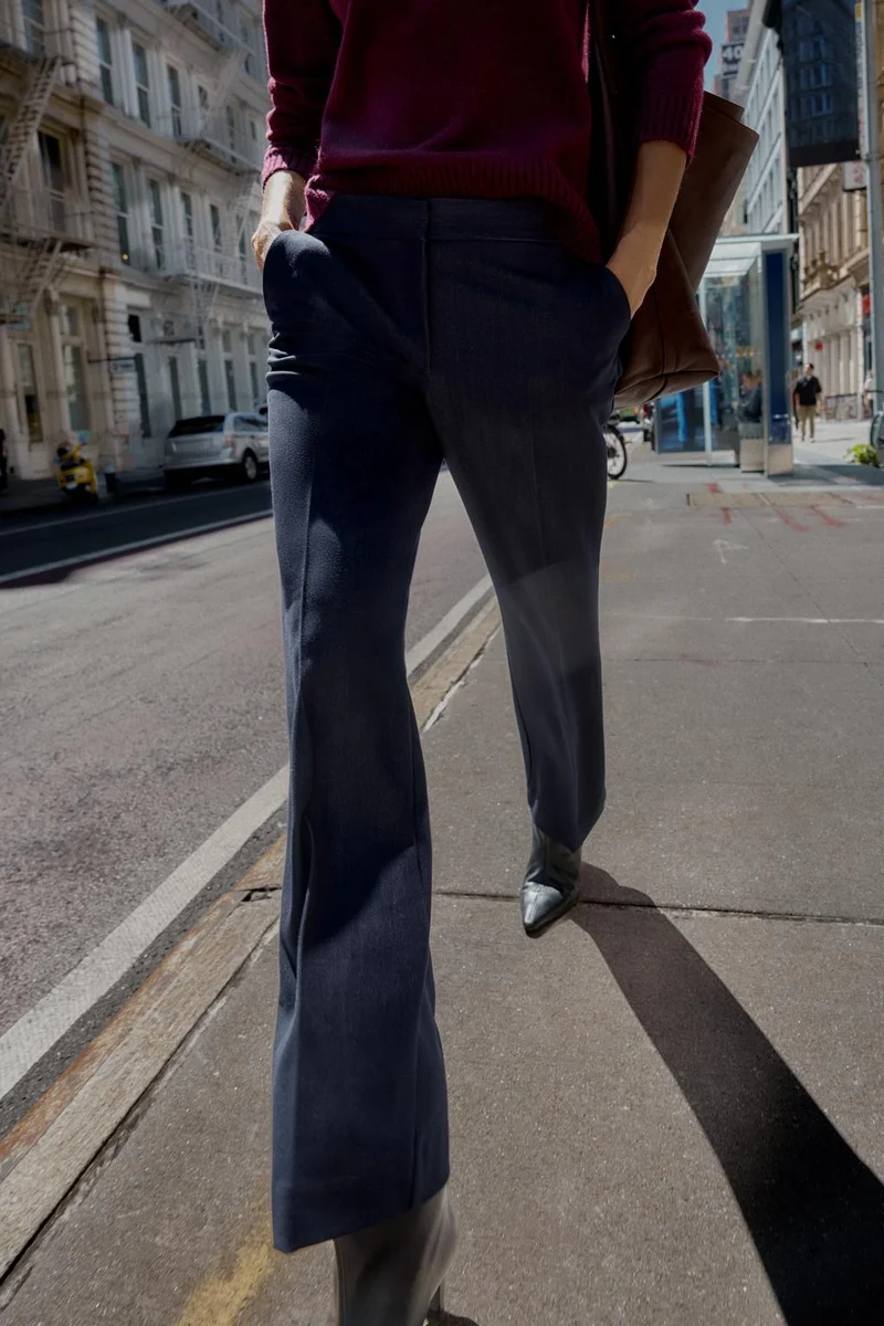 STRAIGHT-LEG TROUSERS Navy Blue